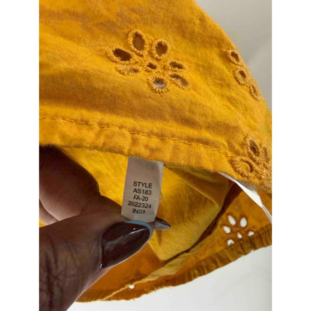 J.Crew Ruffleneck Eyelet Yoke Top Gold Yellow Women's Dainty Feminine Small - Picture 9 of 14